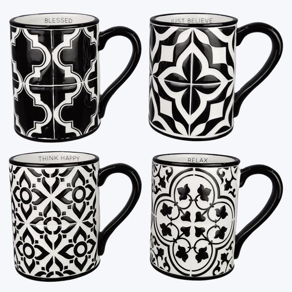 Ceramic Black and White Tile Design Mug 4