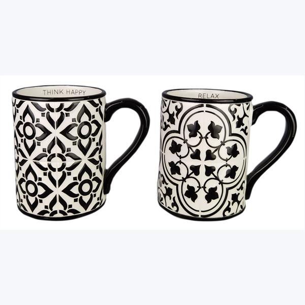 Ceramic Black and White Tile Design Mug 4