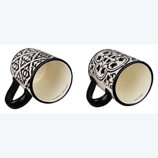 Ceramic Black and White Tile Design Mug 4