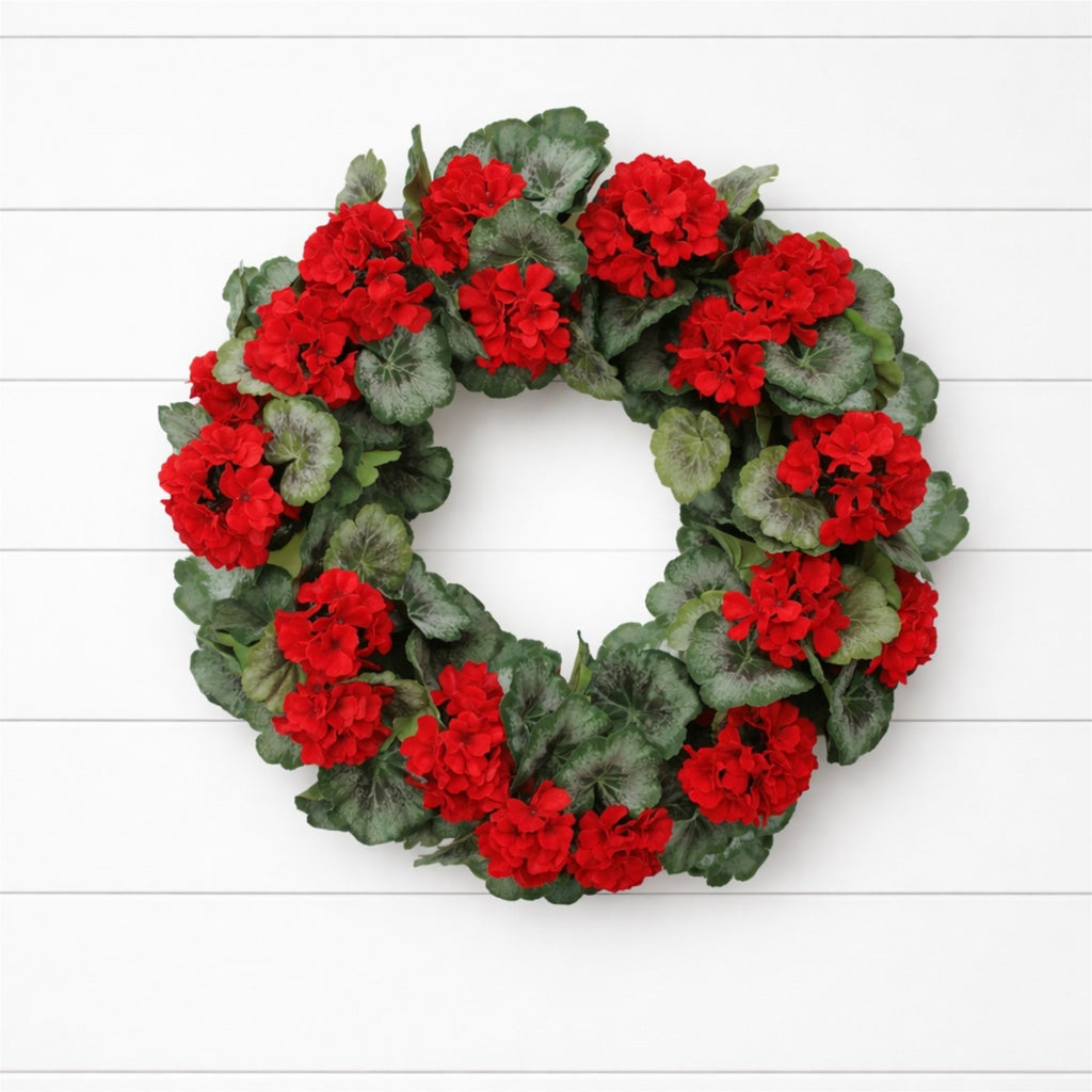 Geranium Wreath 24"D Polyester/Plastic