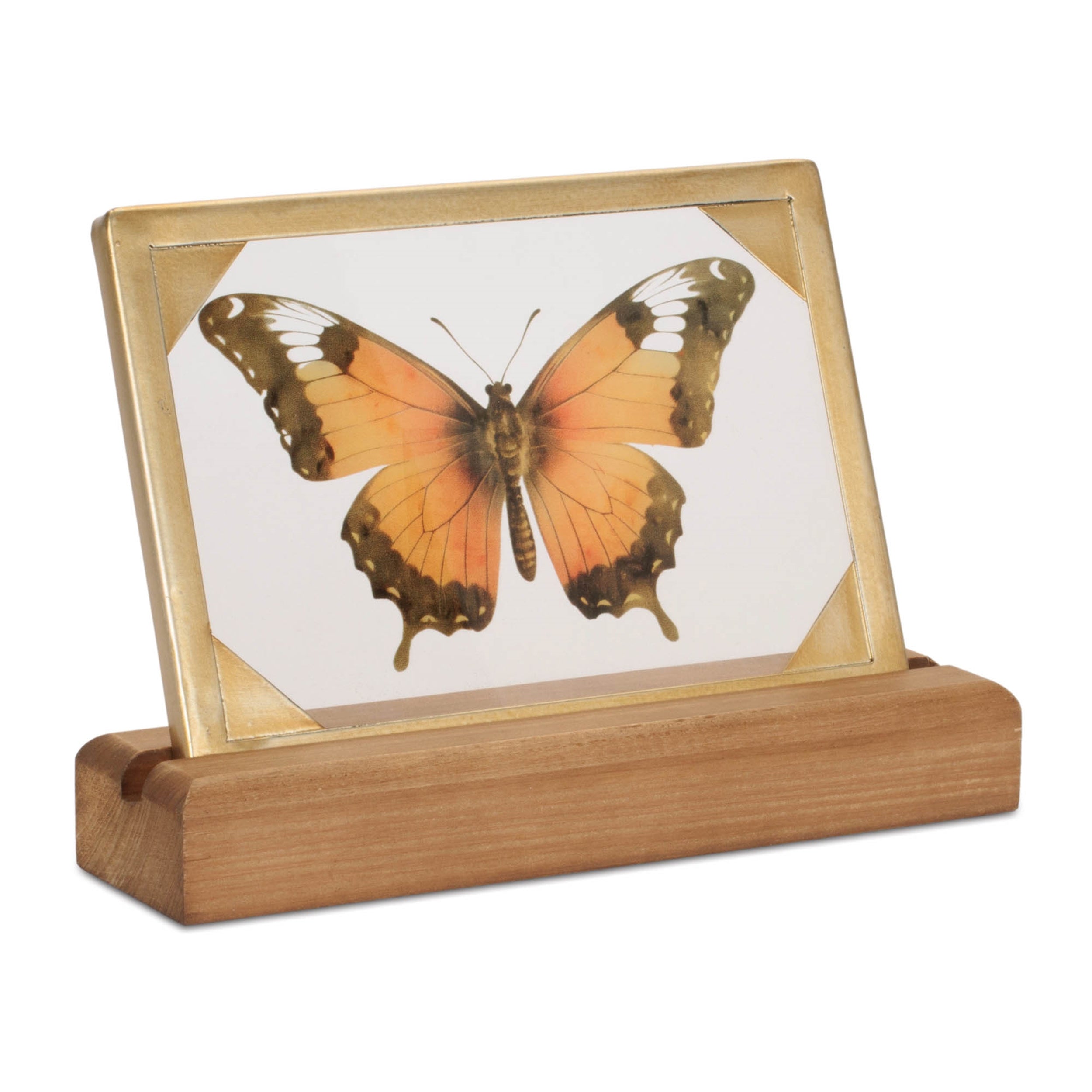 Butterfly Décor 9"L x 6"H Wood/Glass/Iron