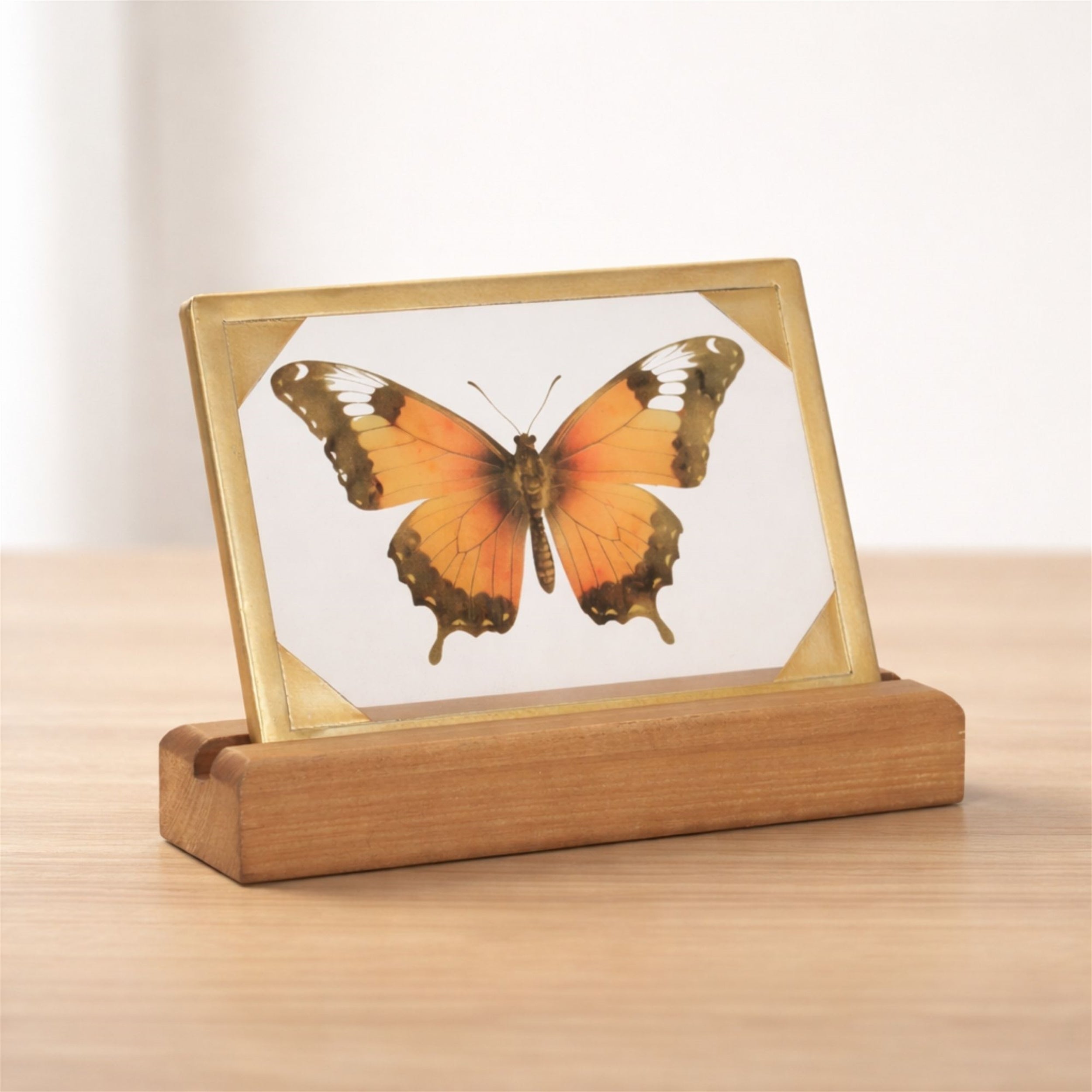 Butterfly Décor 9"L x 6"H Wood/Glass/Iron