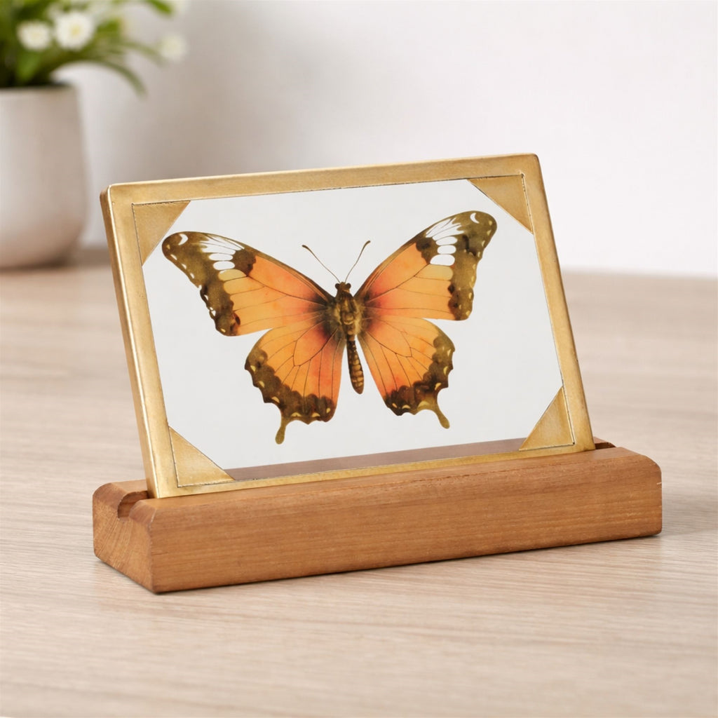 Butterfly Décor 9"L x 6"H Wood/Glass/Iron