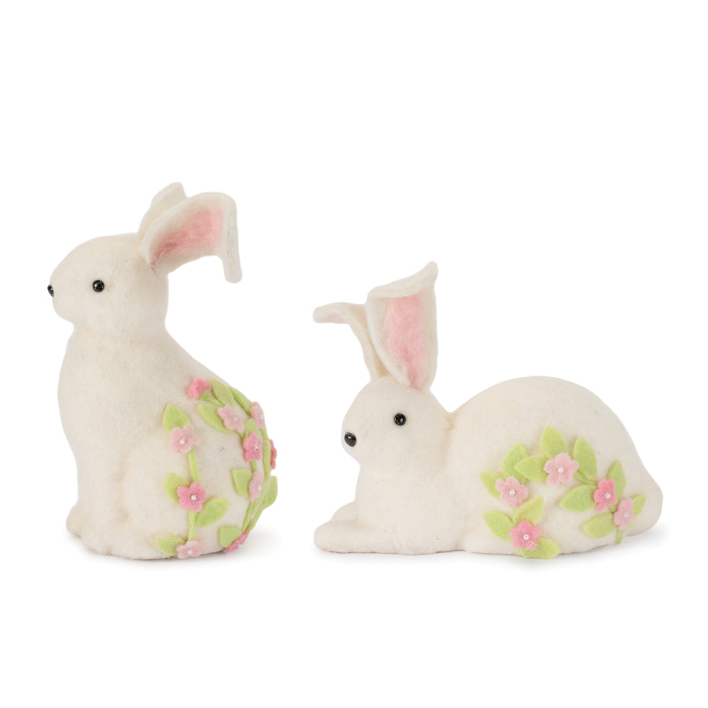 Rabbit (Set of 2) 7"H, 11"H Wool