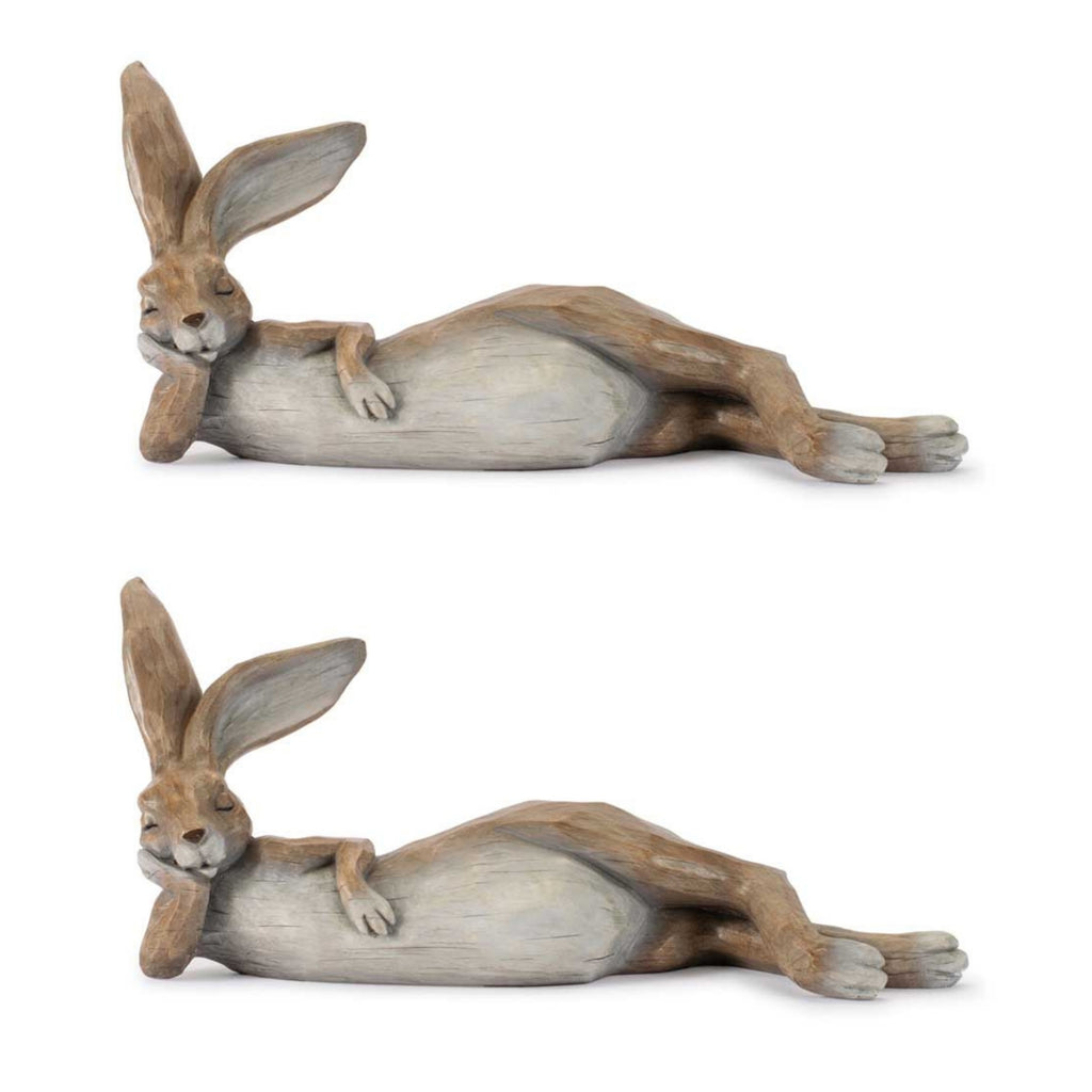 Rabbit Laying (Set of 2) 18"L x 8"H Resin