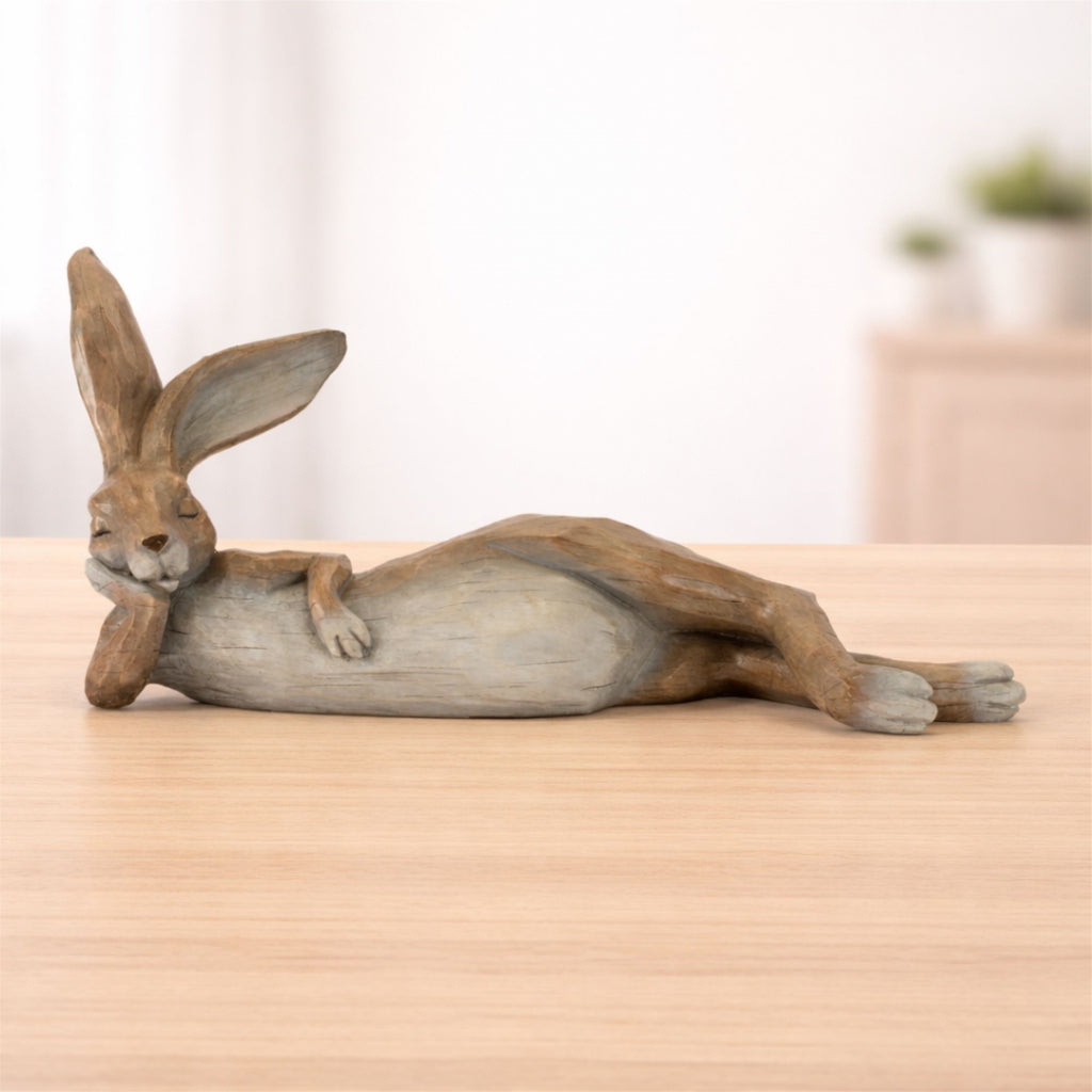 Rabbit Laying (Set of 2) 18"L x 8"H Resin