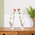 Rabbit w/Flower (Set of 2) 14.5”H Resin