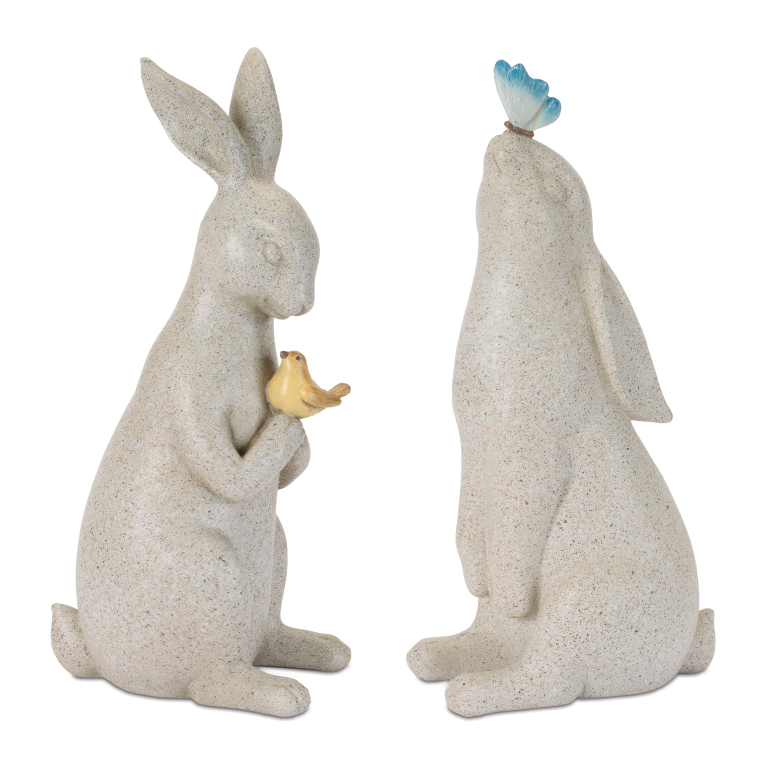 Rabbit w/Bird & Butterfly (Set of 2) 10”H Resin