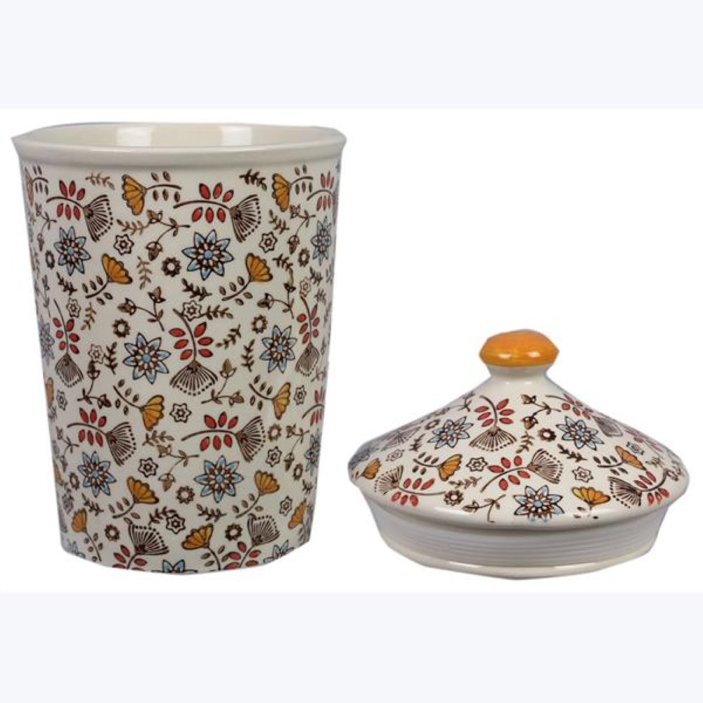 Stoneware Hand Stamped Canister with Silicon Seal