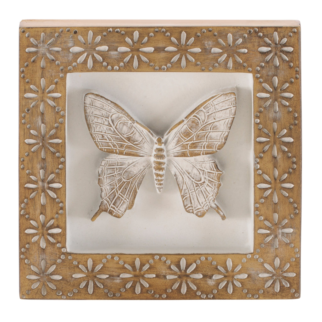 Butterfly/Dragonfly Plaque (Set of 2) 5.75”SQ Resin