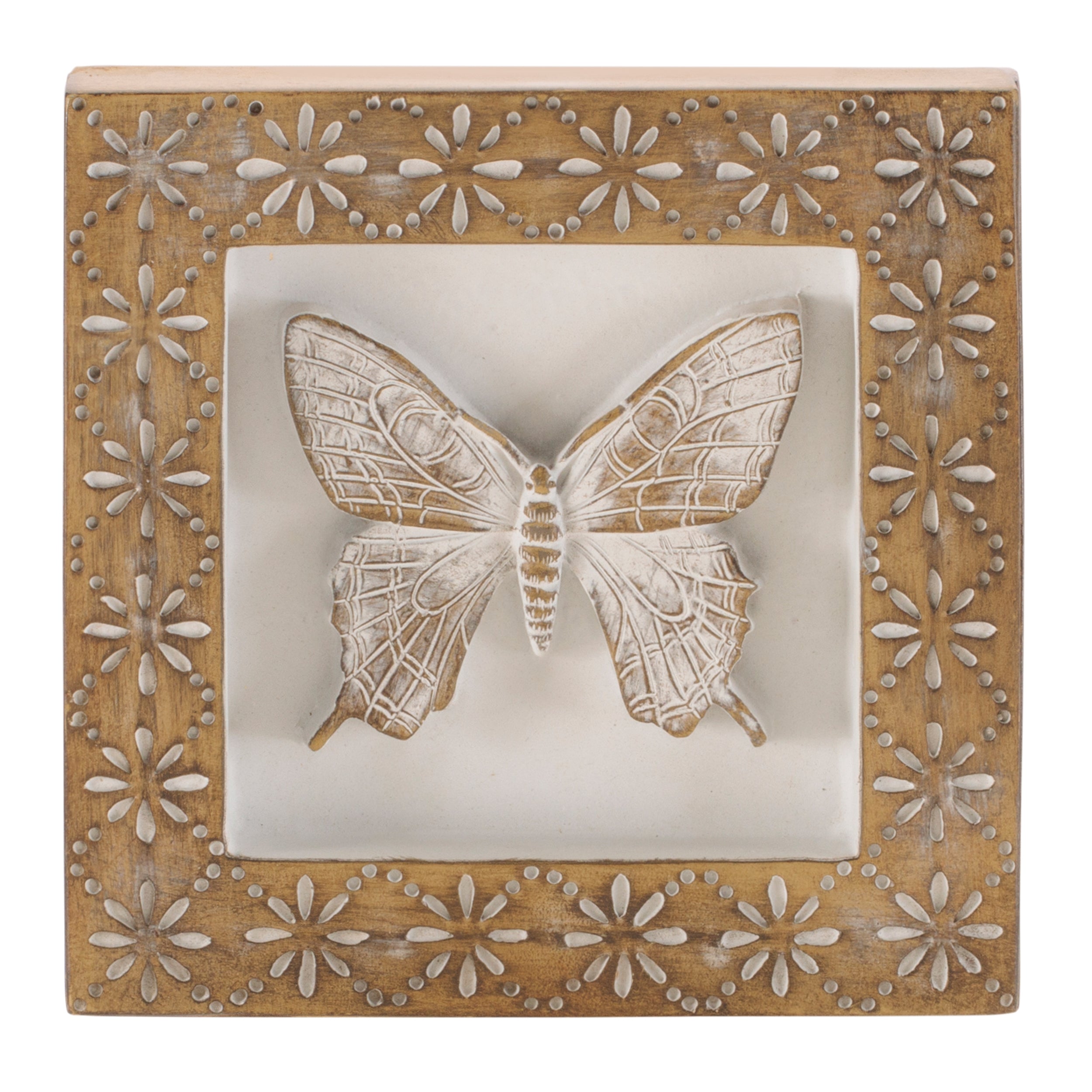 Butterfly/Dragonfly Plaque (Set of 2) 5.75”SQ Resin