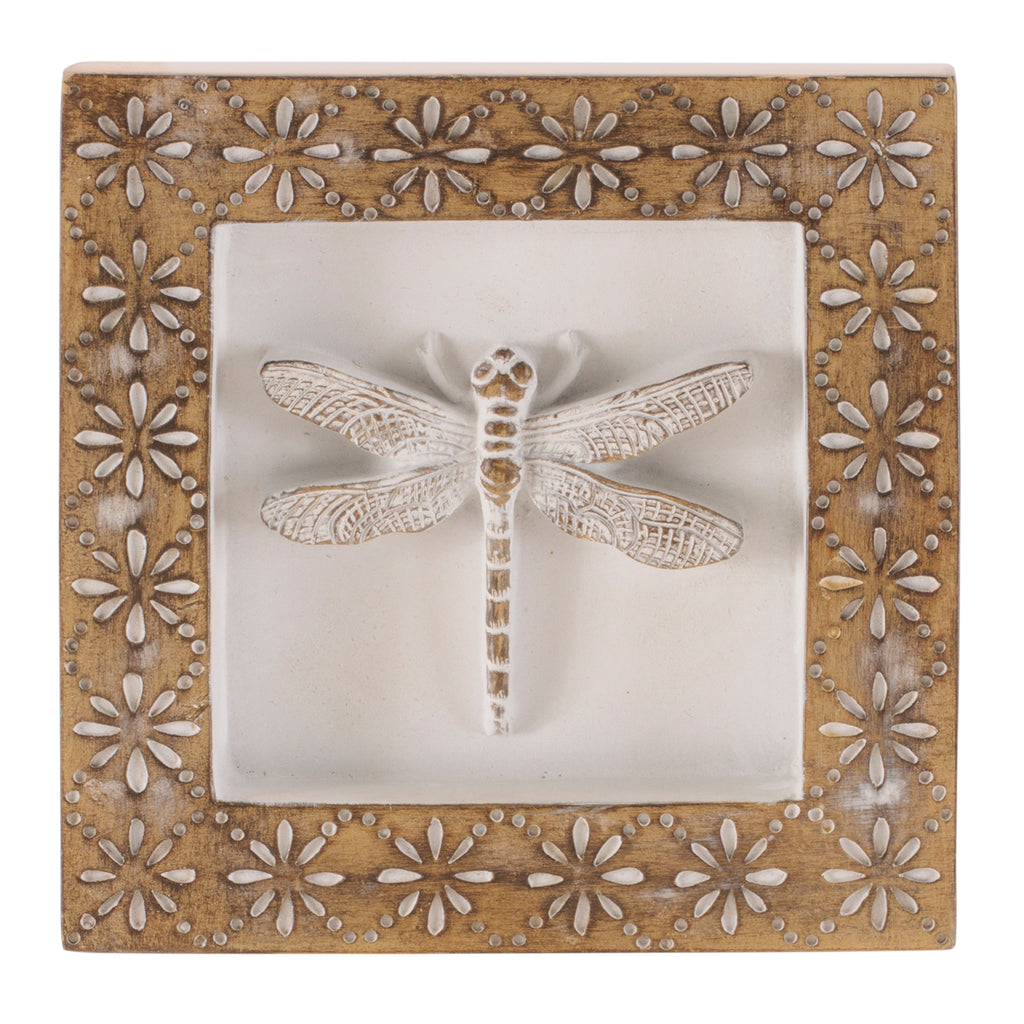 Butterfly/Dragonfly Plaque (Set of 2) 5.75”SQ Resin