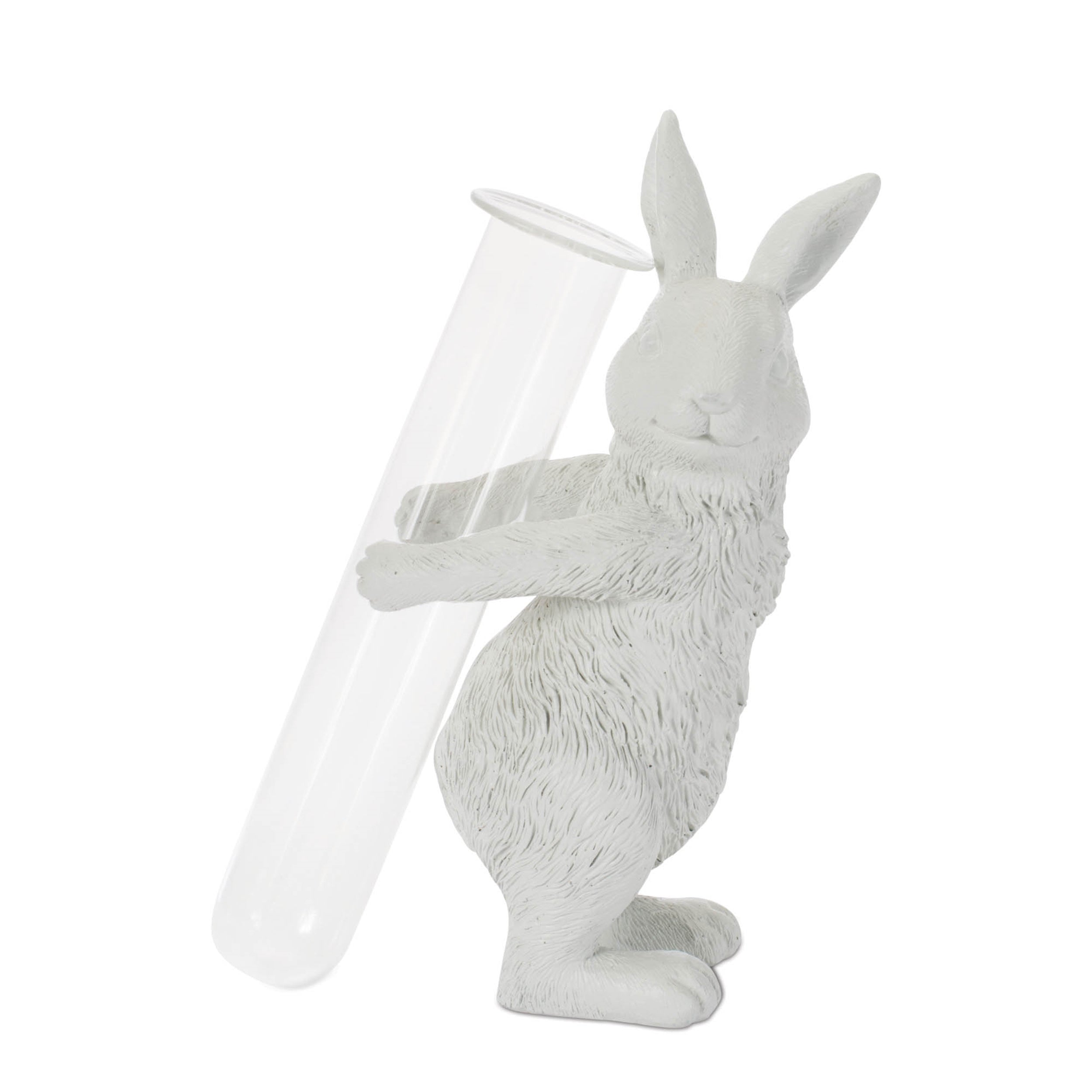 Rabbit w/Vase (Set of 2) 7”H Resin/Glass
