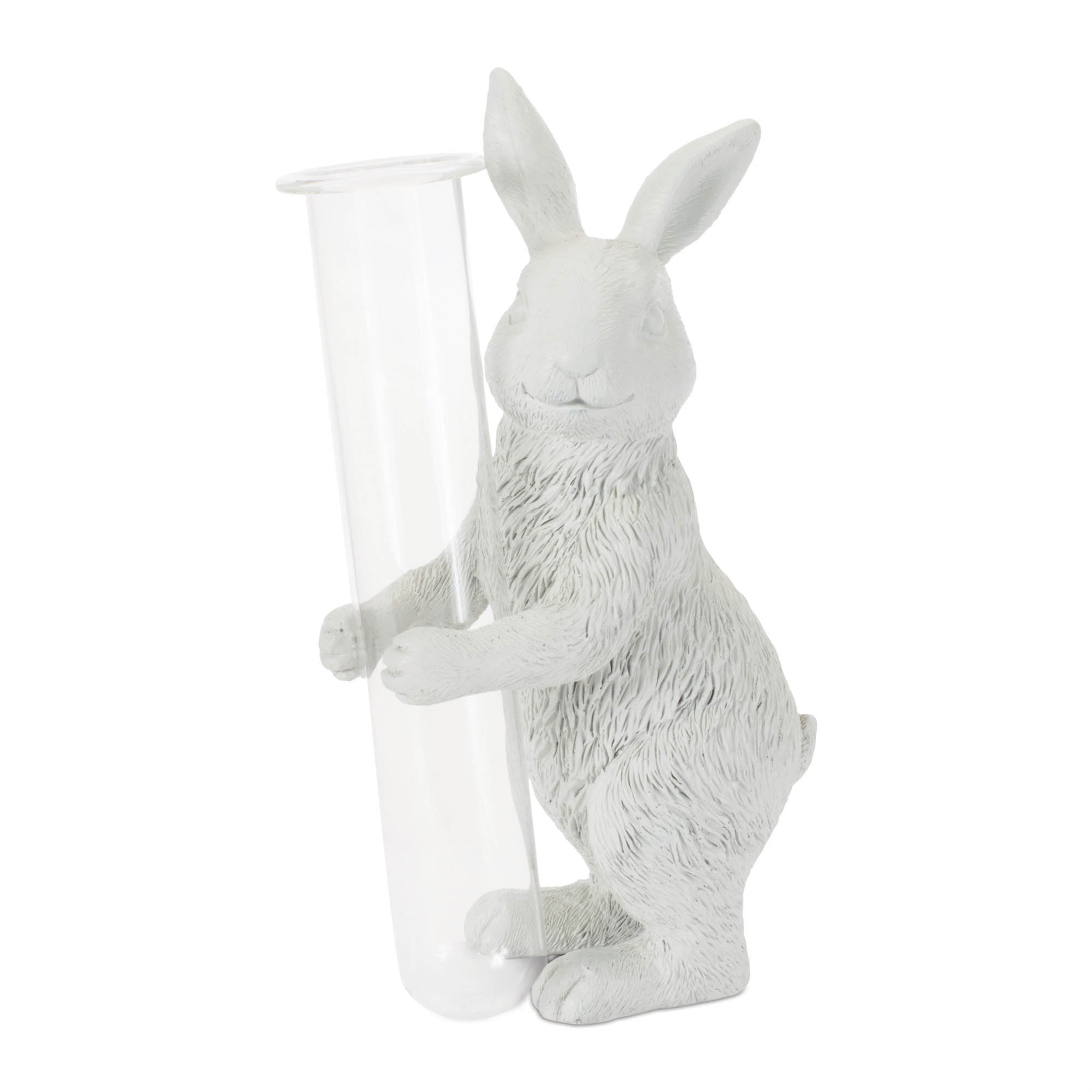 Rabbit w/Vase (Set of 2) 7”H Resin/Glass
