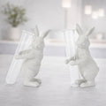 Rabbit w/Vase (Set of 2) 7”H Resin/Glass