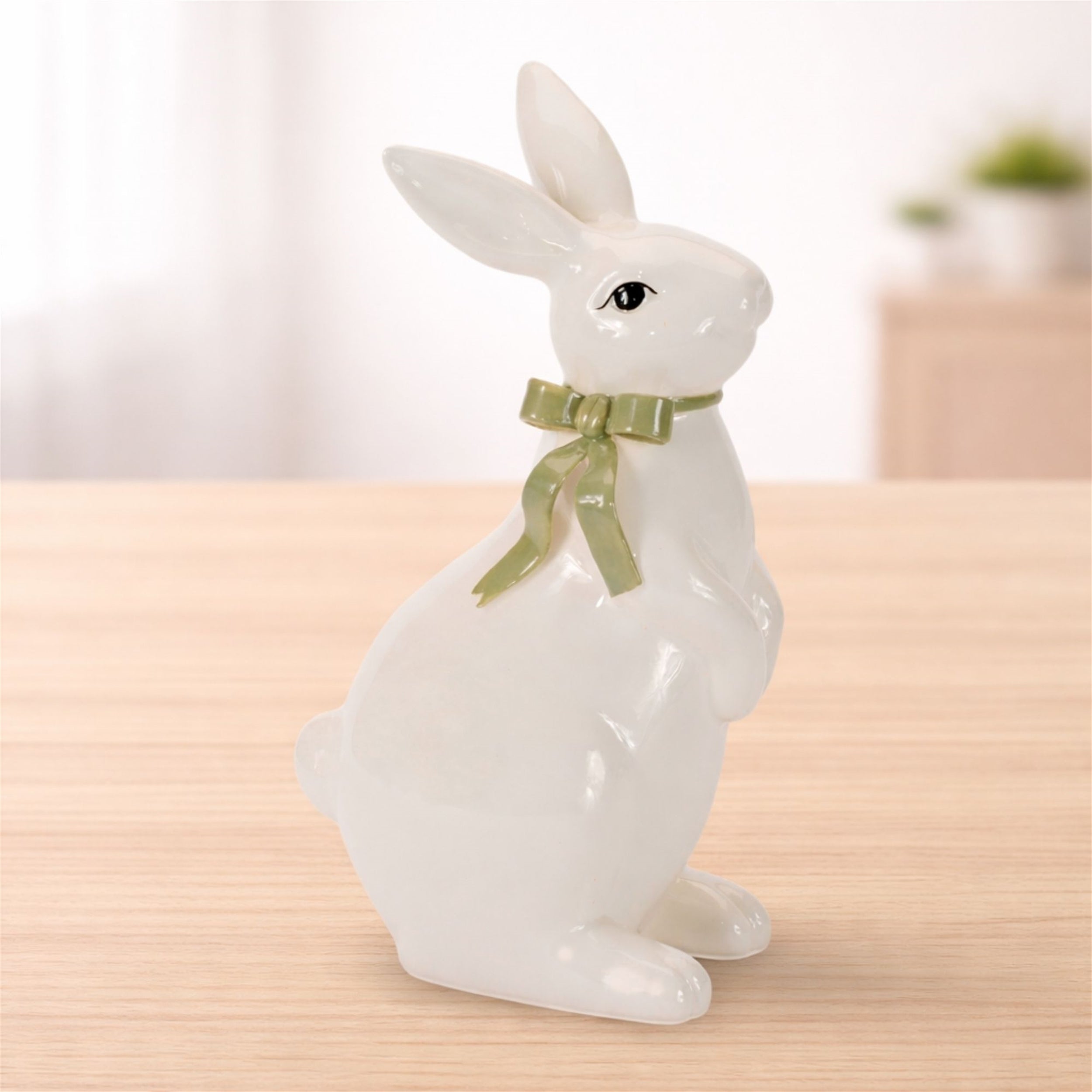 Rabbit w/Bow (Set of 2) 9.25”H Dolomite