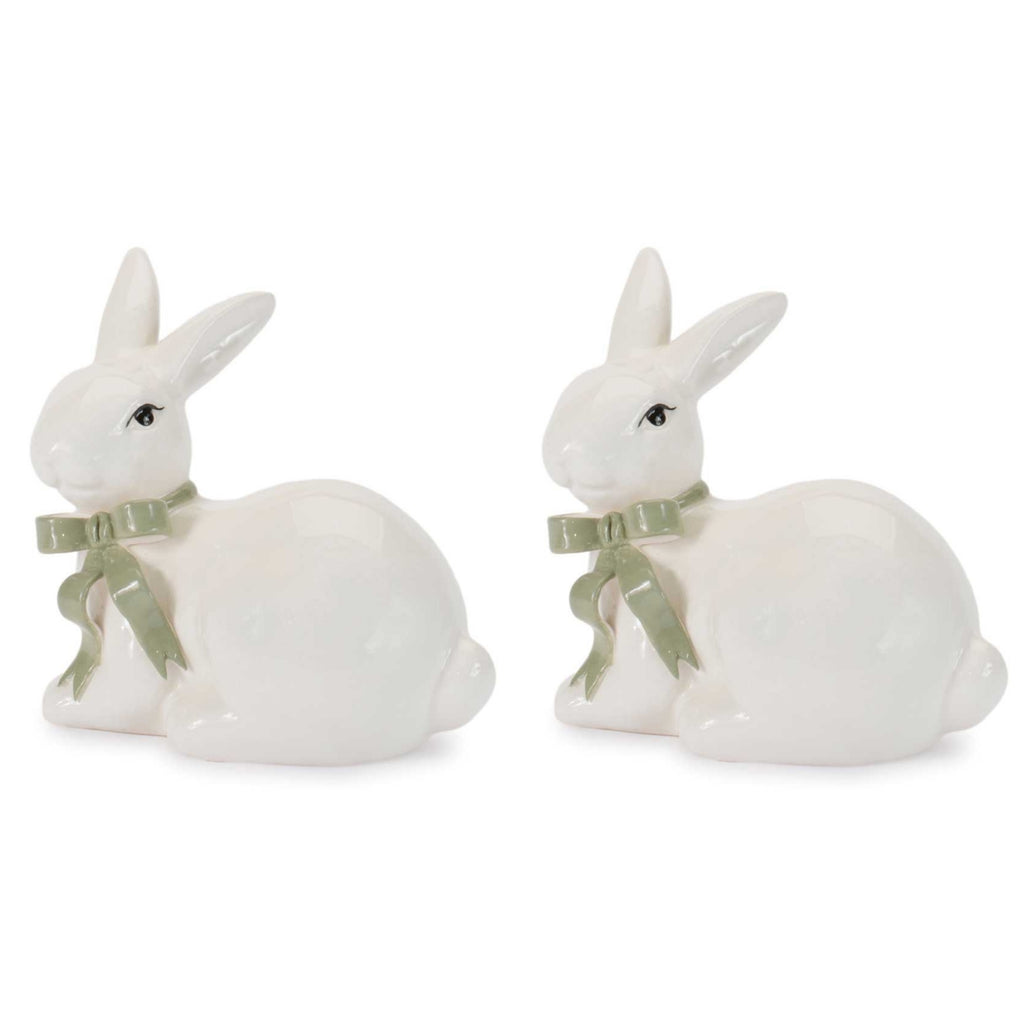 Rabbit w/Bow (Set of 2) 4.5”H Dolomite