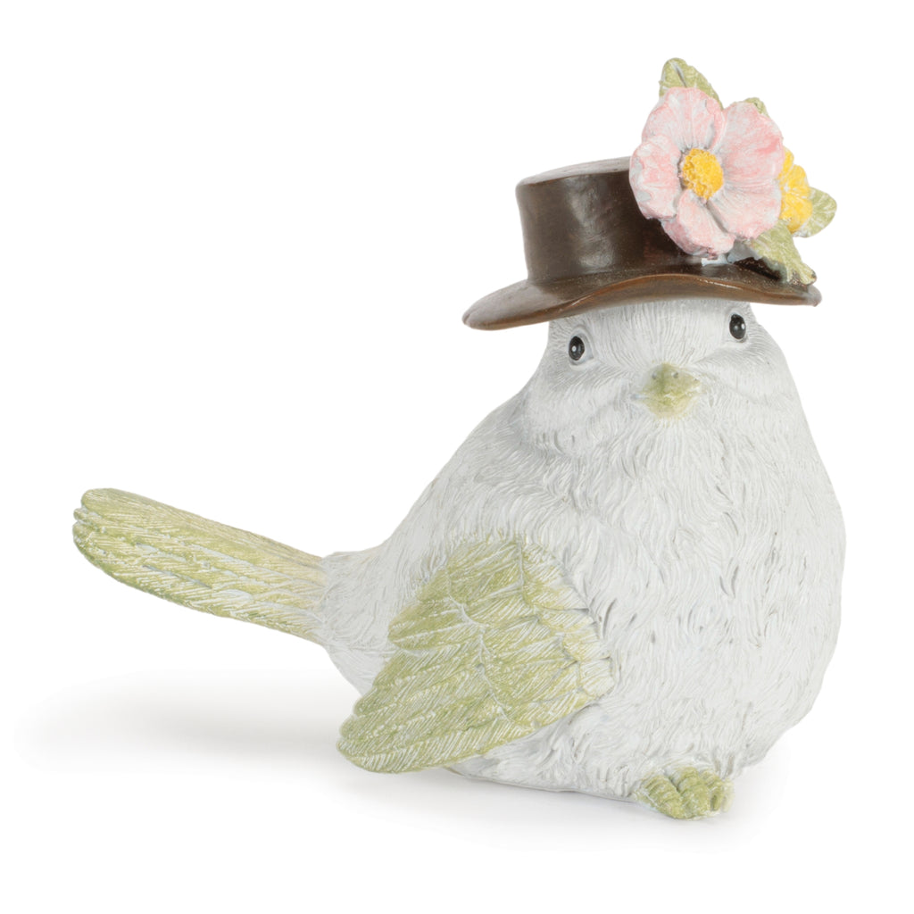 Bird w/Hat (Set of 2) 3.5"H, 4"H Resin