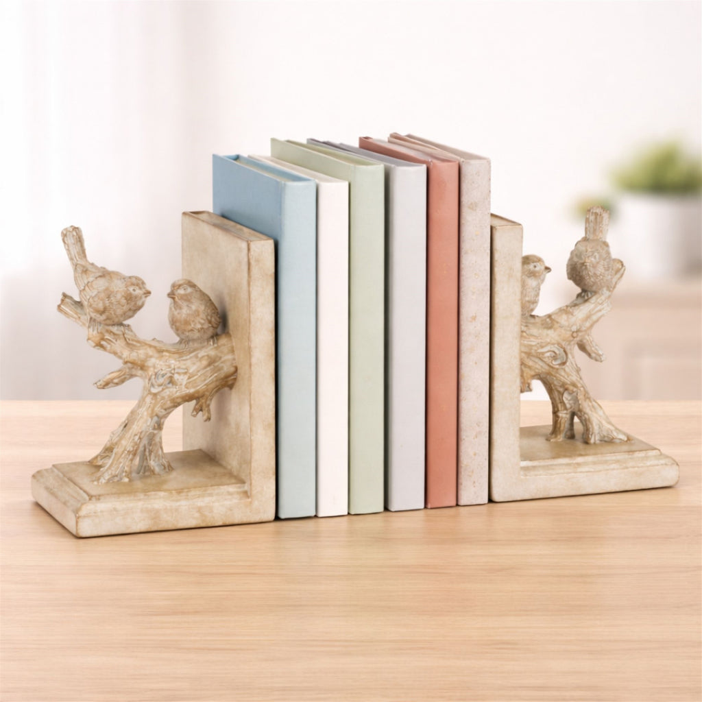 Bird on Branch Bookends (Set of 2) 3.5"L x 6.25"H Resin