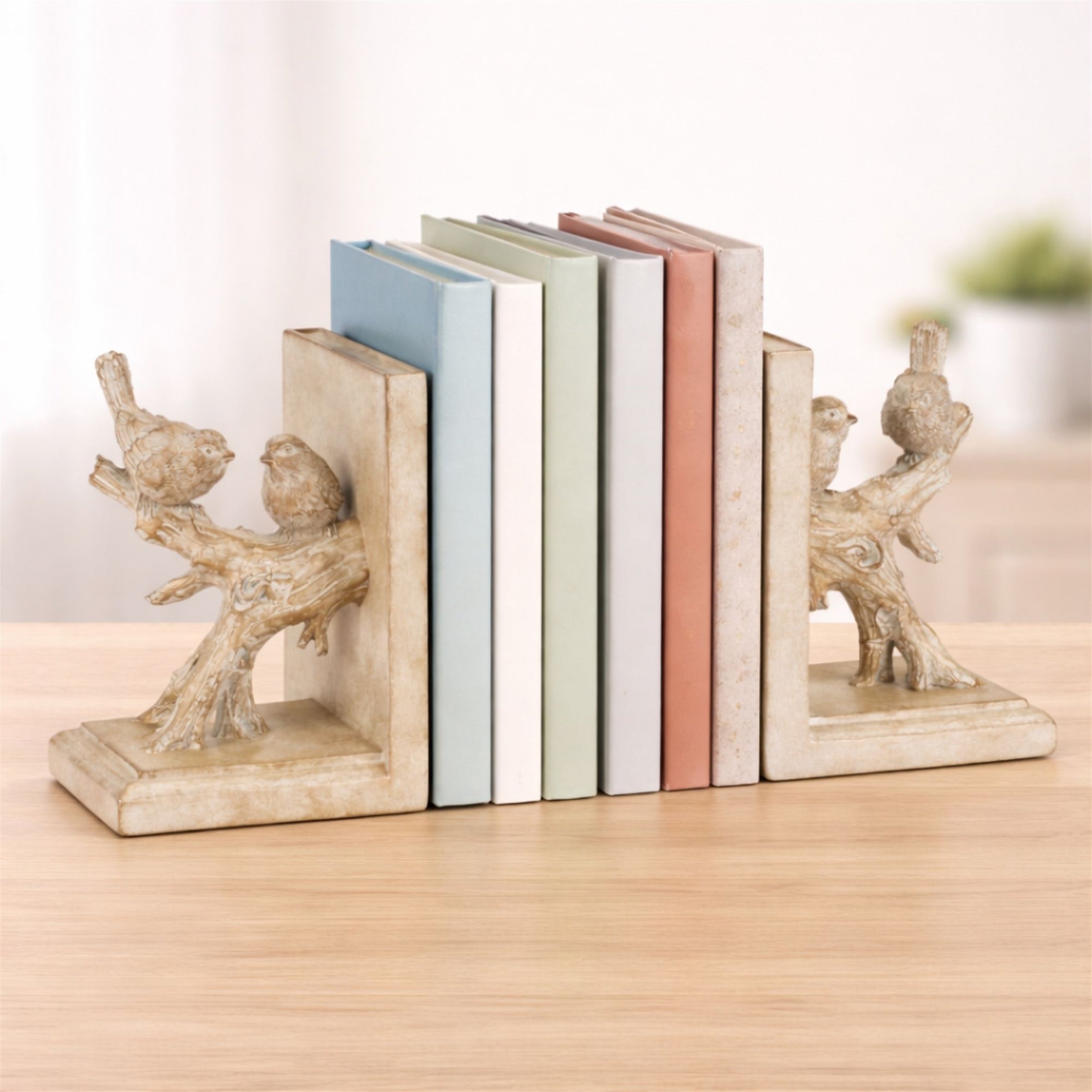 Bird on Branch Bookends (Set of 2) 3.5"L x 6.25"H Resin