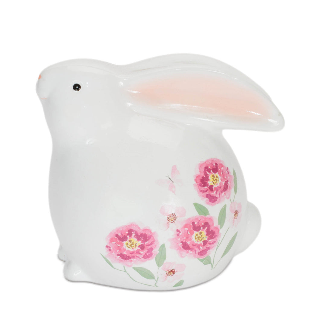 Rabbit w/Floral (Set of 4) 5"H, 5.75"H Terra Cotta