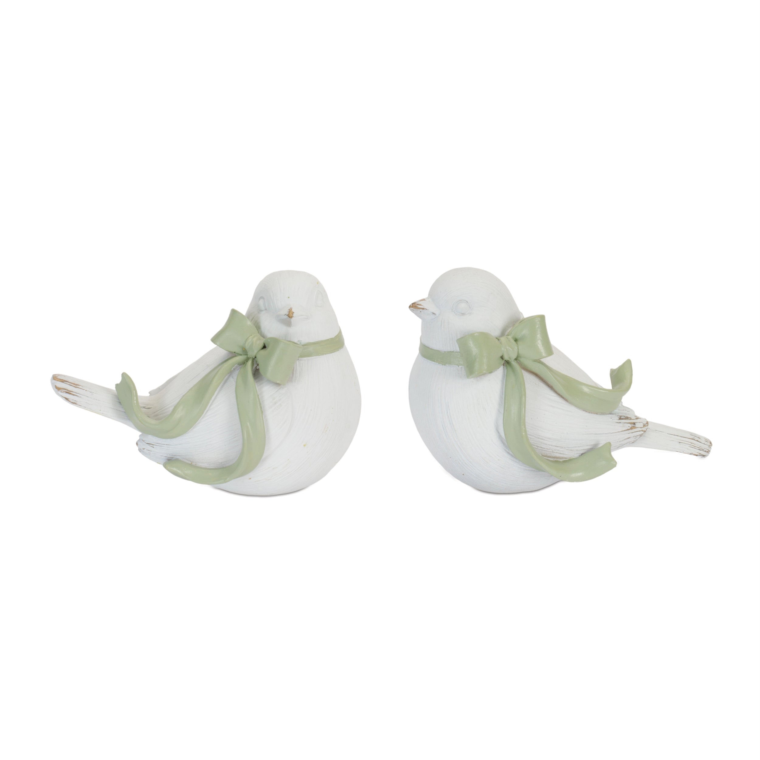 Bird w/Bow (Set of 2) 4.25”H Resin