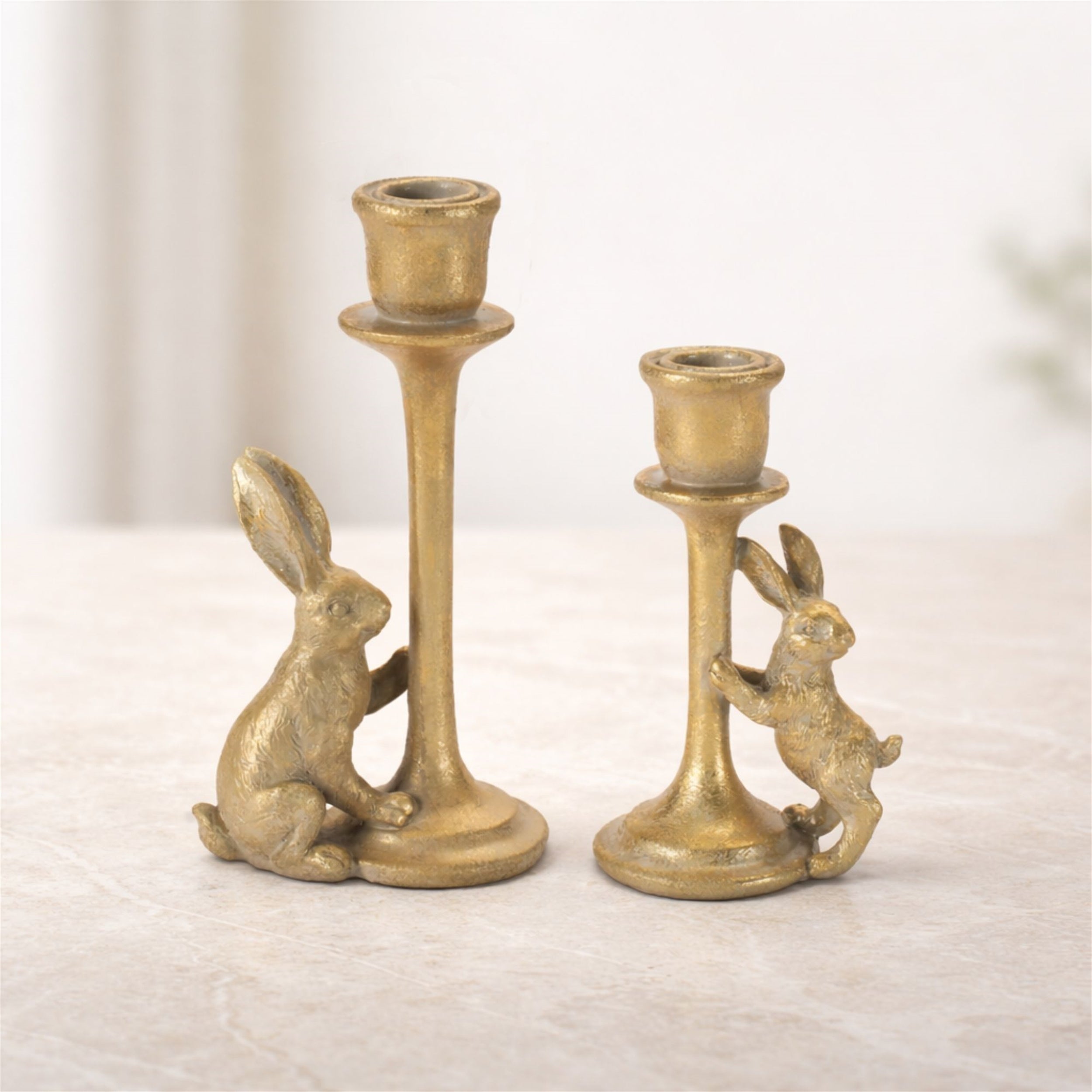 Rabbit Taper Candle Holder (Set of 4) 6"H, 7.75"H Resin