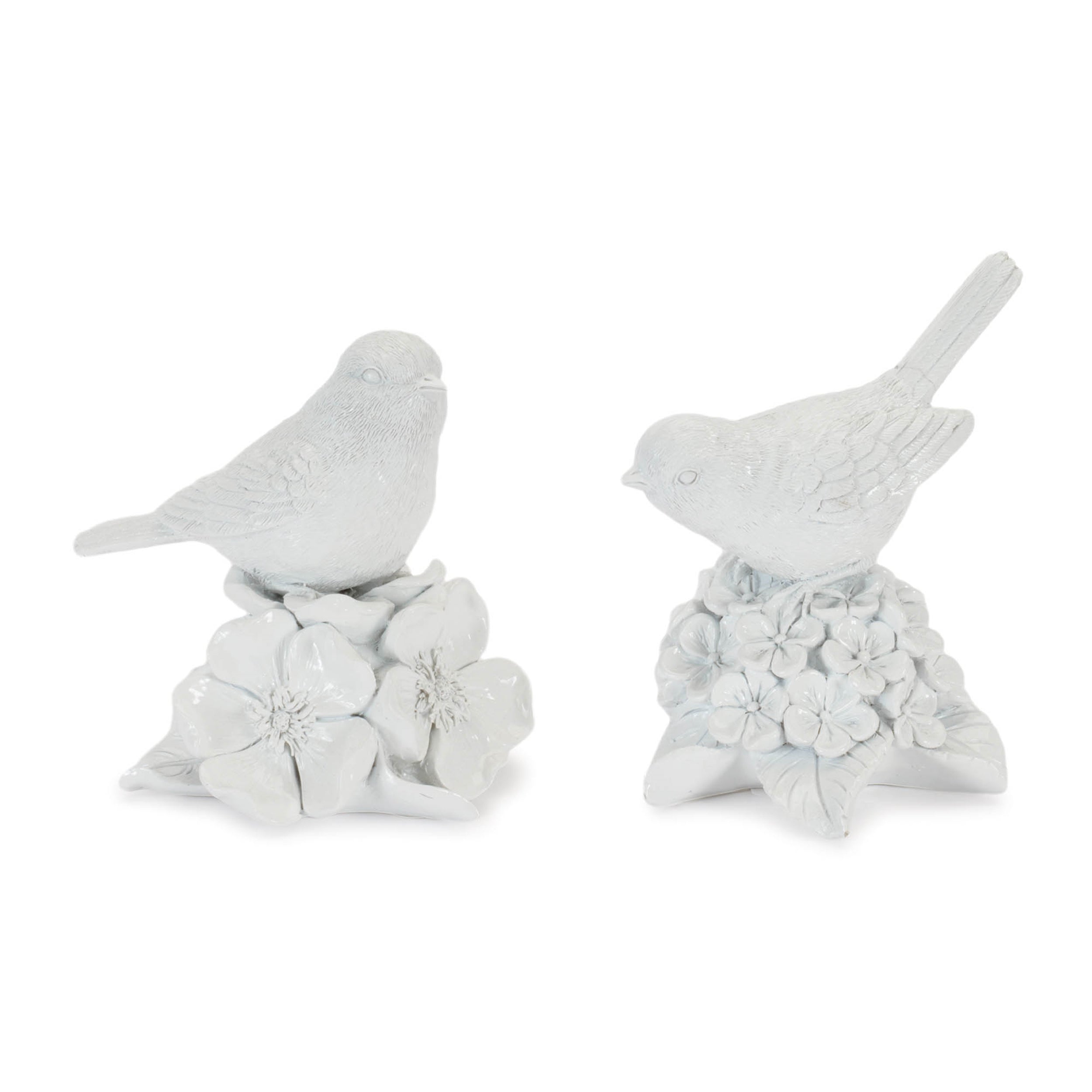 Bird on Floral (Set of 2) 5"H, 5.75"H Resin