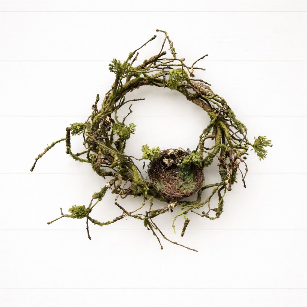 Twig Wreath With Nest 12"D