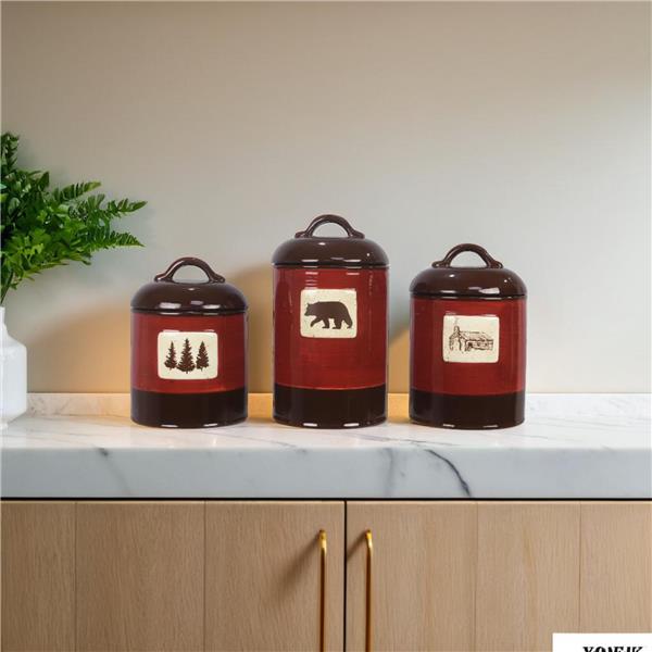 Ceramic Bear Design Canister Set-3 pcs