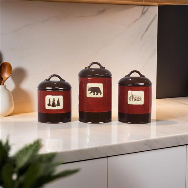 Ceramic Bear Design Canister Set-3 pcs