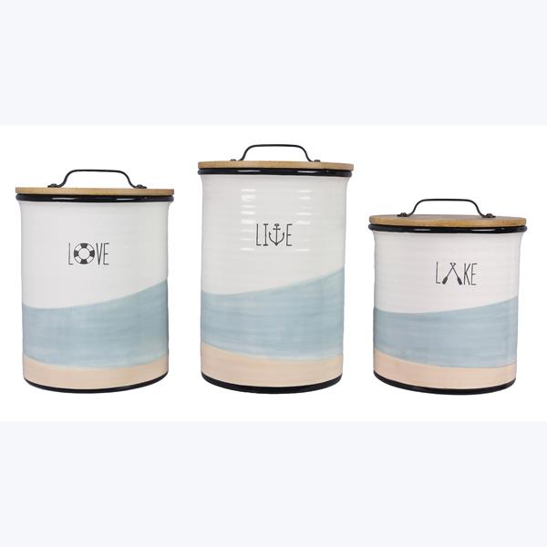 Ceramic Lake Vibe Canister Set-3 pcs