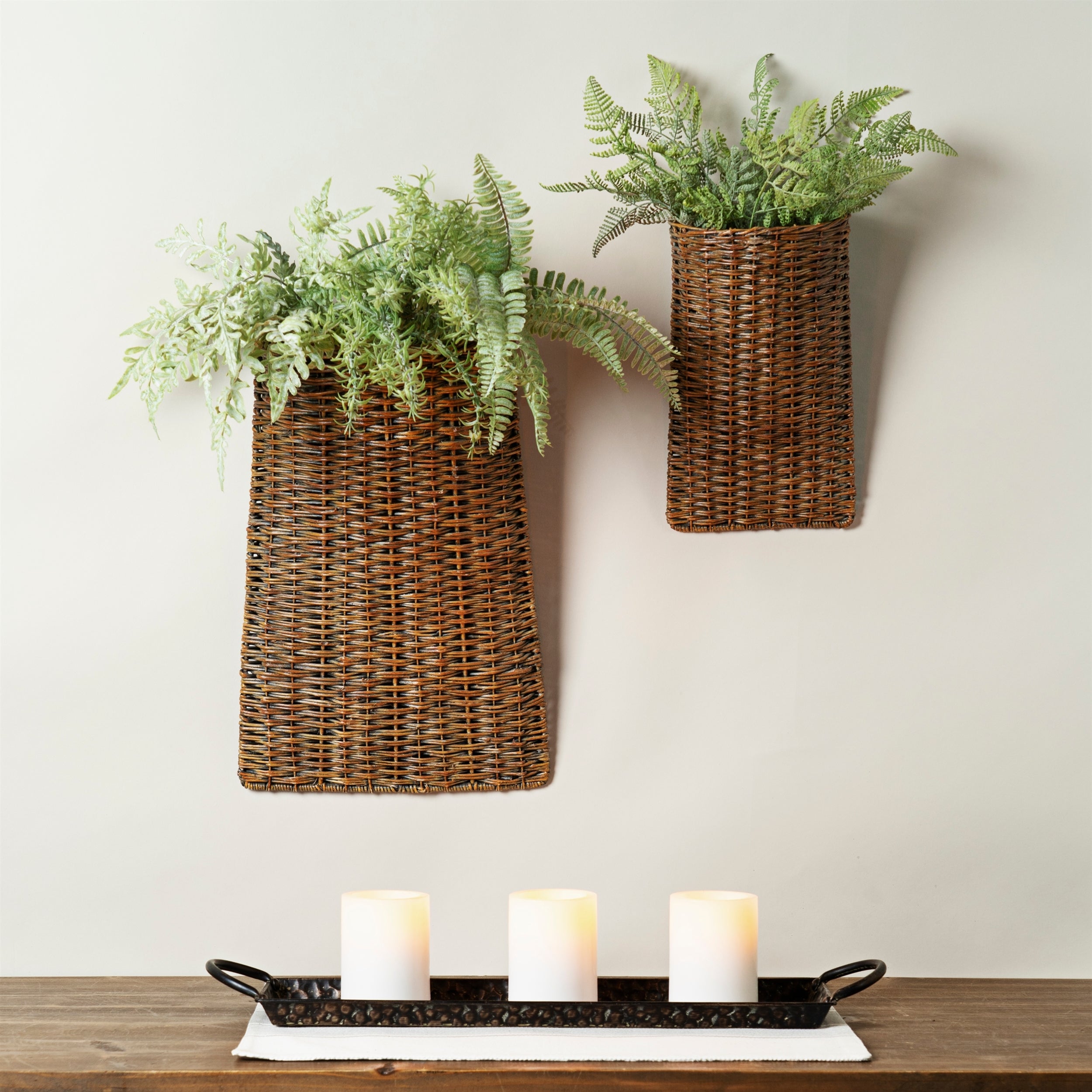 Woven Rattan Wall Basket (Set of 2)