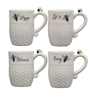 Ceramic Bee Mug, 4 pcs