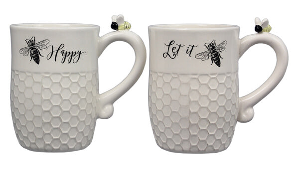Ceramic Bee Mug, 4 pcs