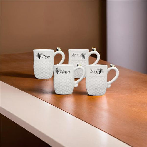 Ceramic Bee Mug, 4 pcs