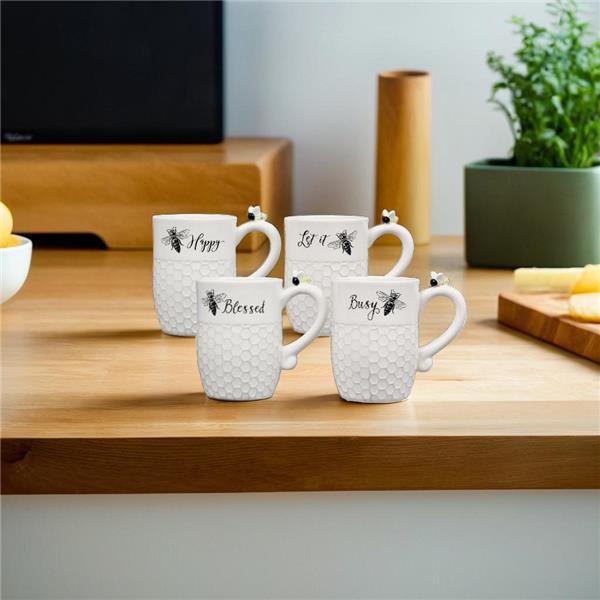 Ceramic Bee Mug, 4 pcs