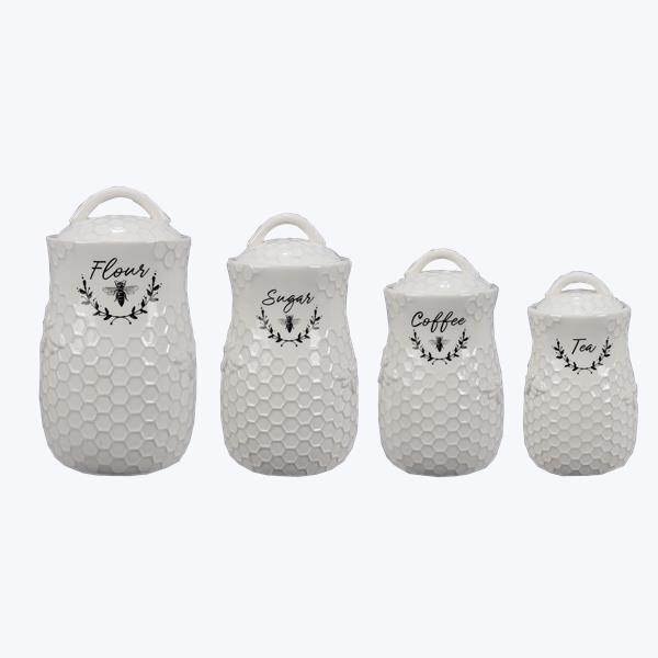 Ceramic Honey Bee Canisters Set-4 pcs
