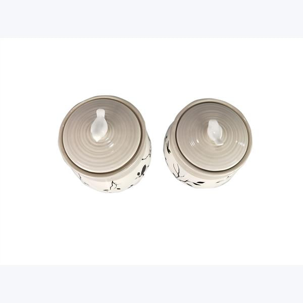 S/4 Ceramic Botanical Canister Set with Silicone Seal