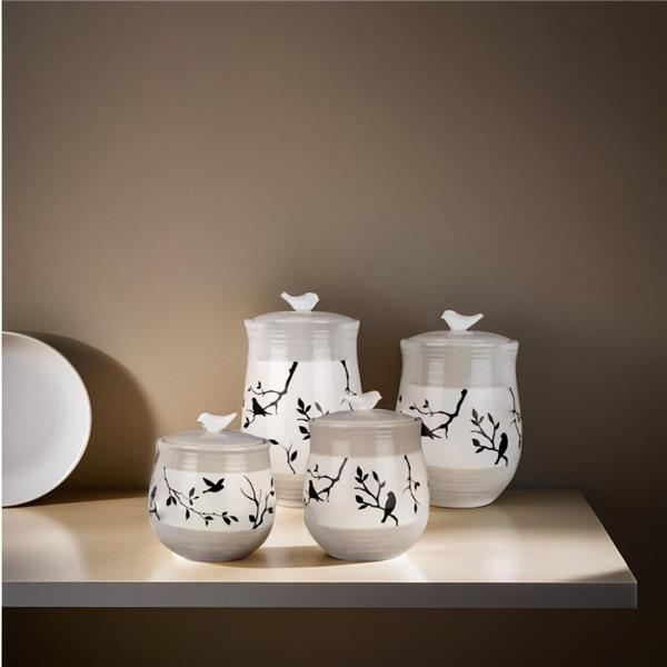 Ceramic Botanical Canister Set with Silicone Seal-4 pcs