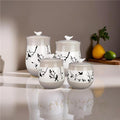 Ceramic Botanical Canister Set with Silicone Seal-4 pcs