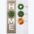 Wood HOME Door Leaner Sign Includes Three Interchangeable Seasonal Wreaths