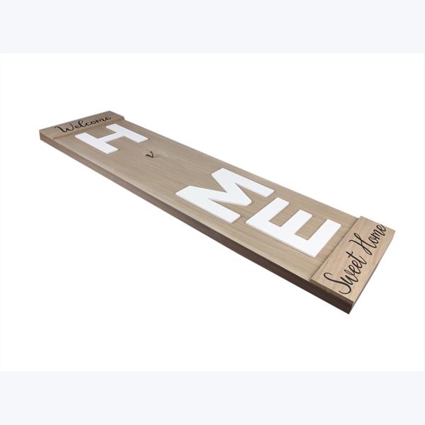 Wood HOME Door Leaner Sign Includes Three Interchangeable Seasonal Wreaths