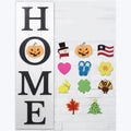Wood HOME Door Leaner Sign Includes 11 Interchangeable Seasonal Icons