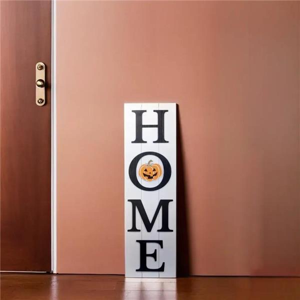 Wood HOME Door Leaner Sign Includes 11 Interchangeable Seasonal Icons
