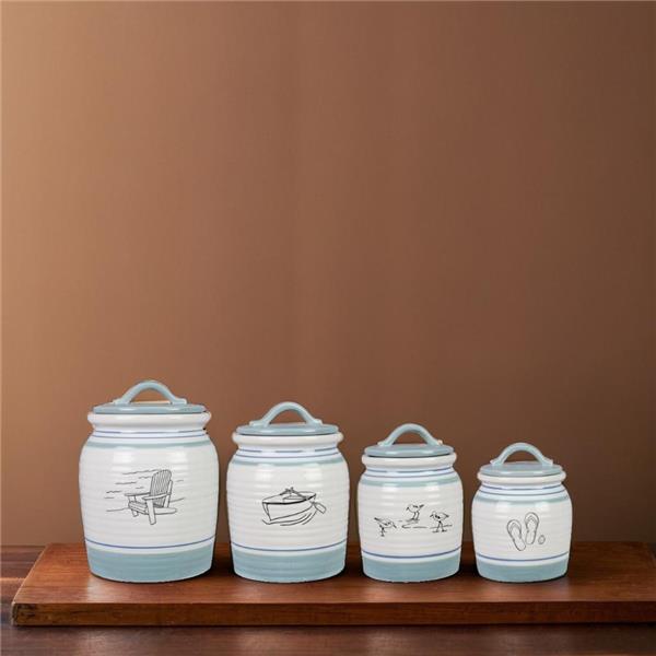 Ceramic Lake Cabin Canister Set-4 pcs