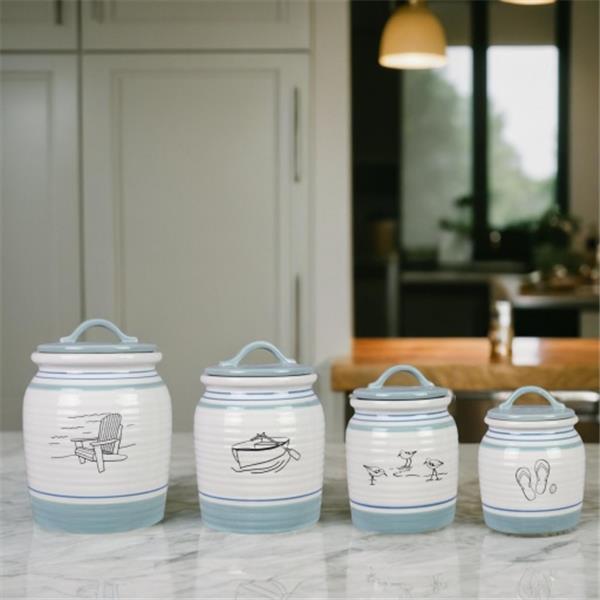 Ceramic Lake Cabin Canister Set-4 pcs