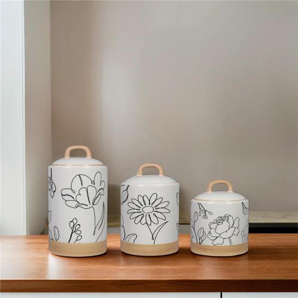 Ceramic Human Nature Canister Set-3 pcs