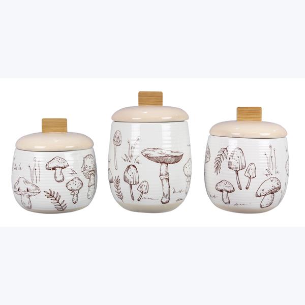 S/3 Ceramic Mushroom Canister Set