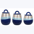 Ceramic Artistic Blue Canister Set-3 pcs